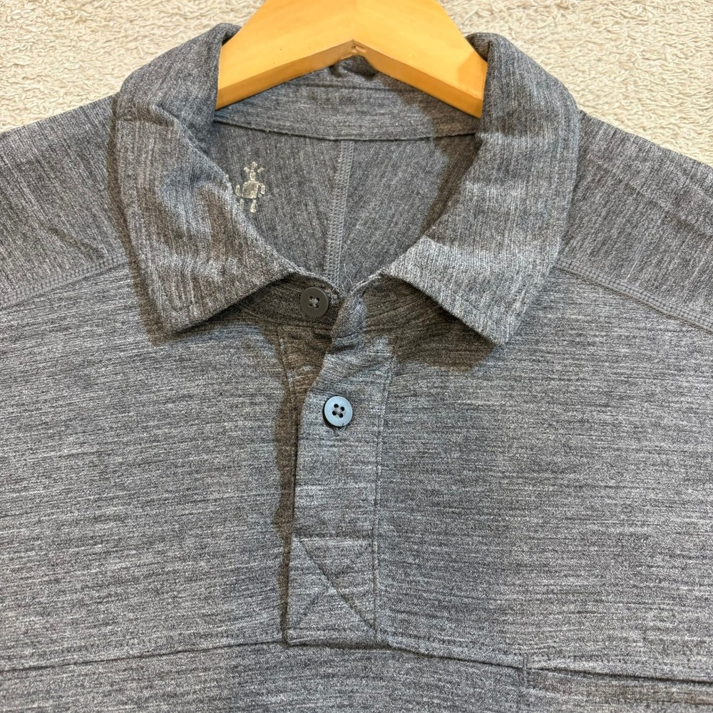 Smartwool Men Large Merino Wool Sport 150 Blend Polo Shirt Charcoal Gray Classic